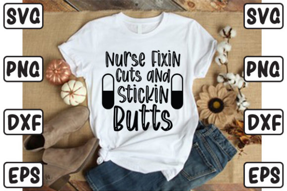 Nurse Fixing Cuts and Sticking Butts Graphics