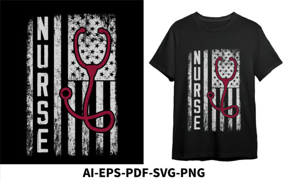 Nurse T-shirt Design, USA Flag Graphics