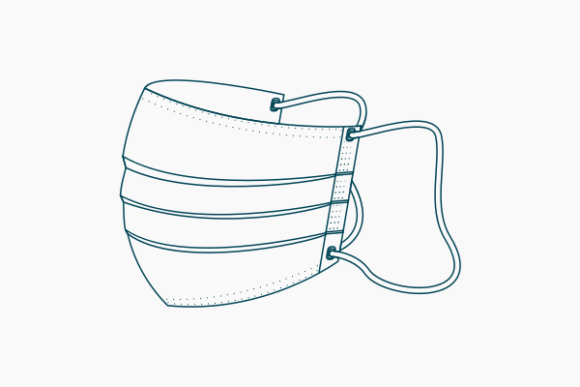 Outline Side View Shaped Medical Mask Graphics