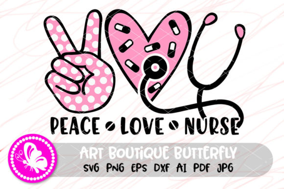 Peace Love Nurse Heart Phonendoscope Graphics