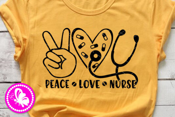 Peace Love Nurse Phonendoscope Heart Graphics