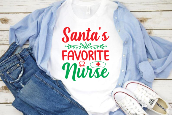 Santa's Nurse Christmas T-Shirt Design Graphics