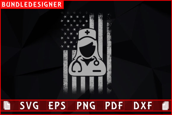 Usa Flag with Nurse Design Graphics