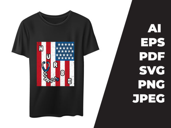 USA Nurse Retro T-shirt Design: Graphics & Print Templates