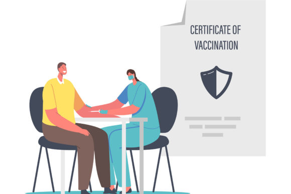 Vaccination for Covid Immune Medical Certificate Concept Graphics