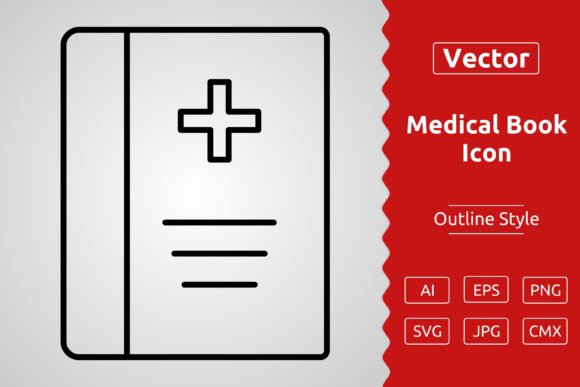 Vector Medical Book Outline Icon Design