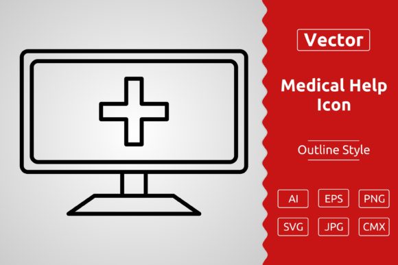 Vector Online Medical Help Outline Icon Graphics and Icons